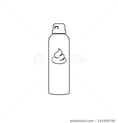 shaving foam can outline spray bottle for shaving isolated on white background shaving foam can outline spray bottle for shaving isolated on white background 142488798