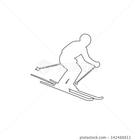 skier outline man skiing downhill winter sport activity snow mountain adventure concept on white background skier outline man skiing downhill winter sport activity snow mountain adventure concept on white background 142488811