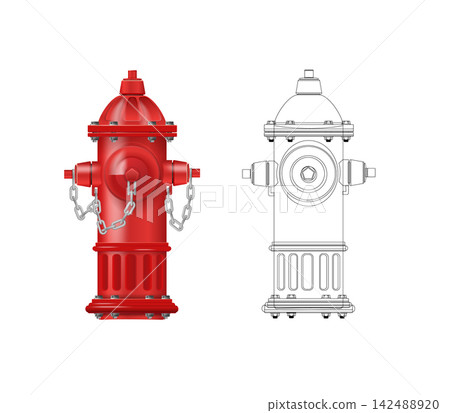 Red Fire Hydrant Emergency Equipment for City Firefighting Red Fire Hydrant Emergency Equipment for City Firefighting 142488920