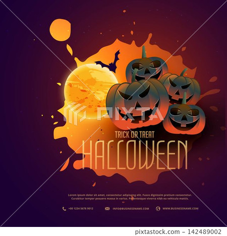happy halloween pumpkins poster design with moon happy halloween pumpkins poster design with moon 142489002