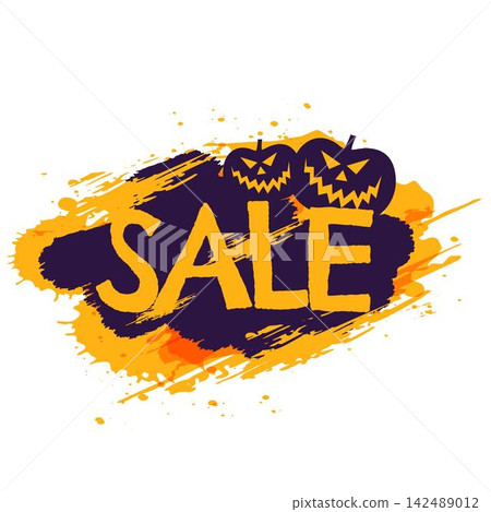halloween sale banner with pumpkins 142489012
