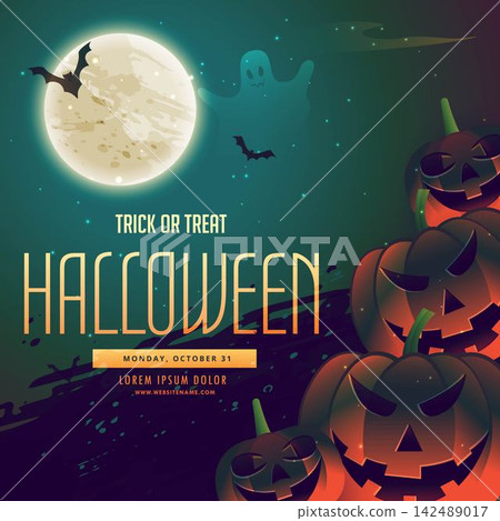 halloween background with pumpkins and moon halloween background with pumpkins and moon 142489017