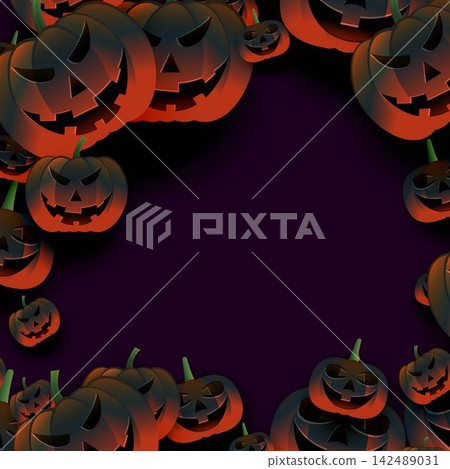 breepy halloween pumpkin frame on dark background breepy halloween pumpkin frame on dark background 142489031