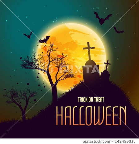 halloween background with grave in from of moon halloween background with grave in from of moon 142489033