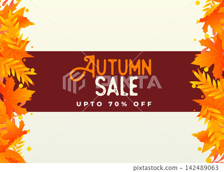 autumn sale background with orange leaves autumn sale background with orange leaves 142489063