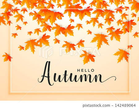 autumn seasonal background with falling leaves autumn seasonal background with falling leaves 142489064