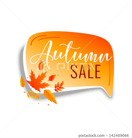autumn sale chat bubble with orange leaves 142489066