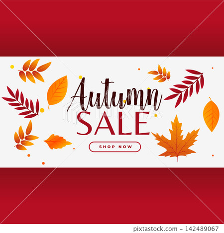 stylish autumn sale banner with leaves stylish autumn sale banner with leaves 142489067