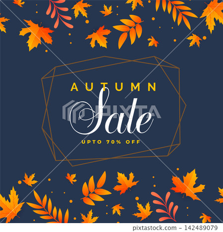 stylish autumn sale background with falling leaves stylish autumn sale background with falling leaves 142489079