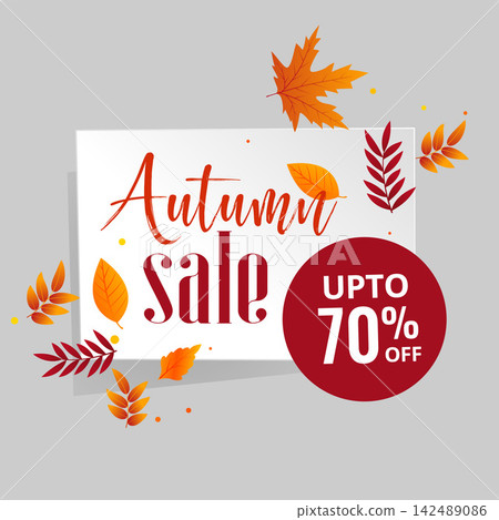 autumn sale background with leaves 142489086