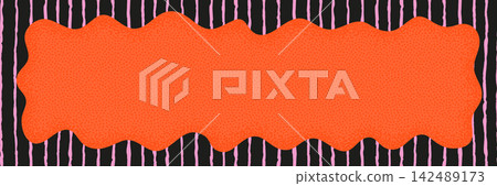Groovy frame with wavy funky border and dotted texture on seamless background in orange, pink and black colors. Abstract shape frame template for posters, banners and scrapbook designs Groovy frame with wavy funky border and dotted texture on seamless background in orange, pink and black colors. Abstract shape frame template for posters, banners and scrapbook designs 142489173