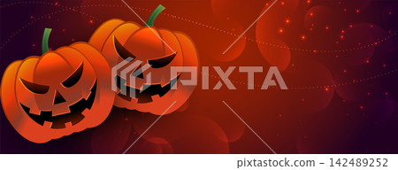 halloween scary pumpkin banner with text space halloween scary pumpkin banner with text space 142489252
