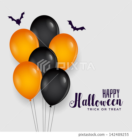 happy halloween background with balloons decoration 142489255