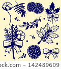 Christmas Floral Pattern with Bows and Holly 142489609