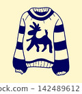 Warm Winter Sweater with Reindeer 142489612