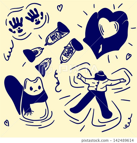 Cozy Winter Activities Doodle 142489614
