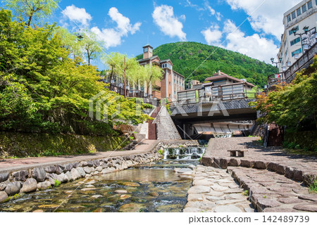 Scenery of a hot spring town [Gero Onsen, Seseragi no Komichi (Babbling Brook Path)] (Gero City, Gifu Prefecture) 142489739