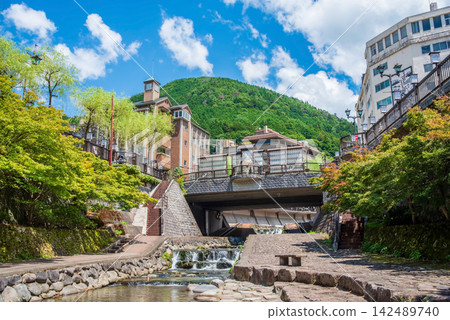 下呂溫泉,瀨良木小徑(岐阜縣下呂市)的溫泉小鎮景色 下呂溫泉,瀨良木小徑(岐阜縣下呂市)的溫泉小鎮景色 142489740