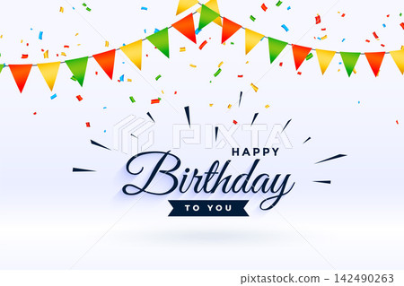 happy birthday celebration background with confetti and garland happy birthday celebration background with confetti and garland 142490263