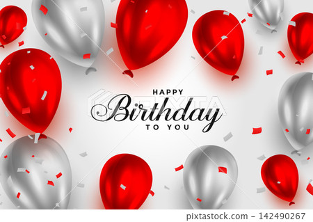 happy birthday red and white shiny balloons background happy birthday red and white shiny balloons background 142490267
