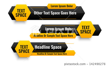 three hexagonal style lower third banners design three hexagonal style lower third banners design 142490278