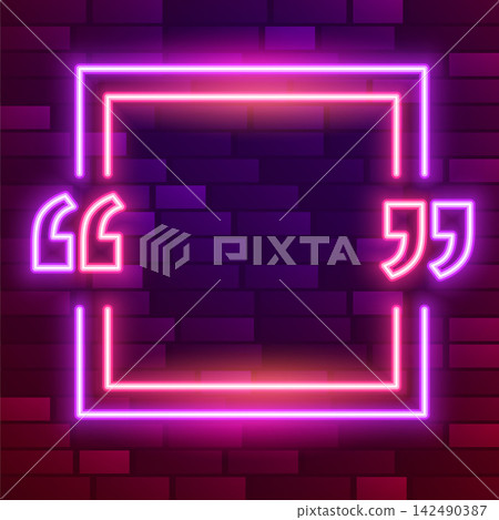 glowing neon quote frame with text space 142490387