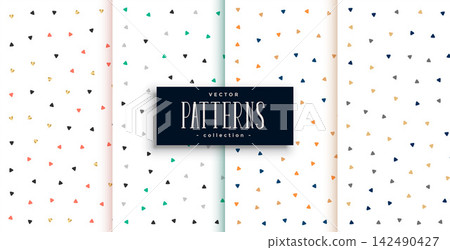 cute small triangles pattern on white background set cute small triangles pattern on white background set 142490427