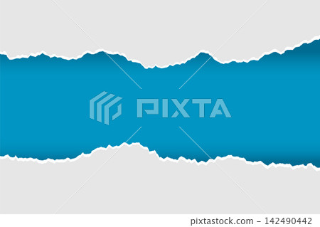 realistic torn ripped paper in blue and gray color realistic torn ripped paper in blue and gray color 142490442