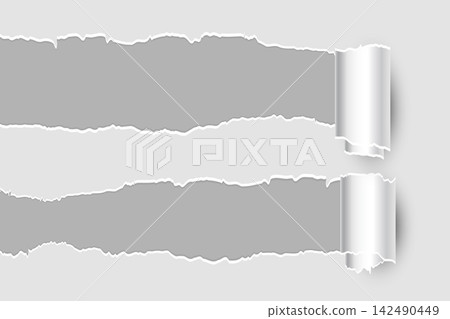 two rolling torn ripped paper sheet page two rolling torn ripped paper sheet page 142490449