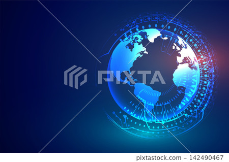 digital technology background with earth and circuit diagram digital technology background with earth and circuit diagram 142490467