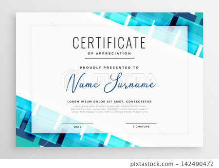abstract blue certificate of appreciation template design abstract blue certificate of appreciation template design 142490472