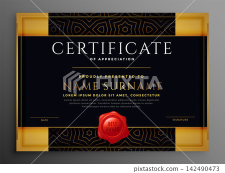 certificate of appreciation golden and black premium template certificate of appreciation golden and black premium template 142490473