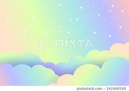 colorful clouds background with stars magical design colorful clouds background with stars magical design 142490599