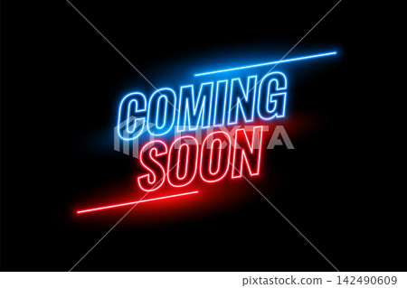 neon style coming soon glowing background design neon style coming soon glowing background design 142490609