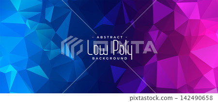 vibrant blue and pink low poly abstract banner vibrant blue and pink low poly abstract banner 142490658