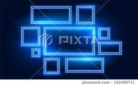 set of blue neon frames in many sizes set of blue neon frames in many sizes 142490711