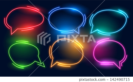 set of colorful chat bubbles in neon styles set of colorful chat bubbles in neon styles 142490715