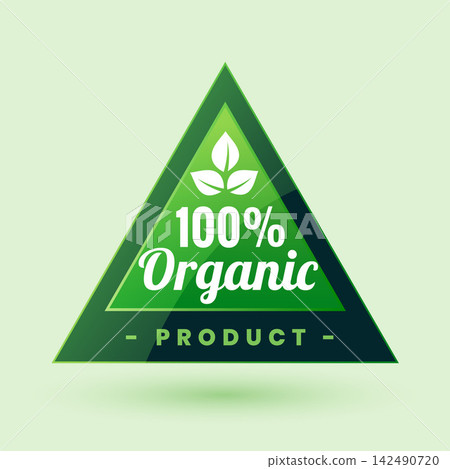 100% certified organic product green label or sticker design 142490720