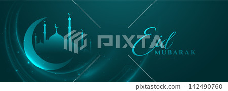 elegant eid mubarak glowing banner islamic design elegant eid mubarak glowing banner islamic design 142490760