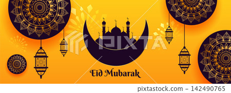 traditional eid festival decorative islamic banner design traditional eid festival decorative islamic banner design 142490765