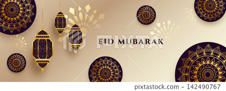 islamic eid mubarak festival celebration banner design islamic eid mubarak festival celebration banner design 142490767