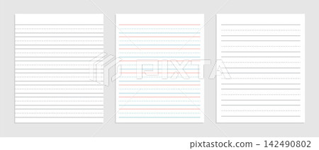 three  line english paper sheet of notebook 142490802