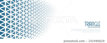 white banner with blue triangle halftone pattern design white banner with blue triangle halftone pattern design 142490829