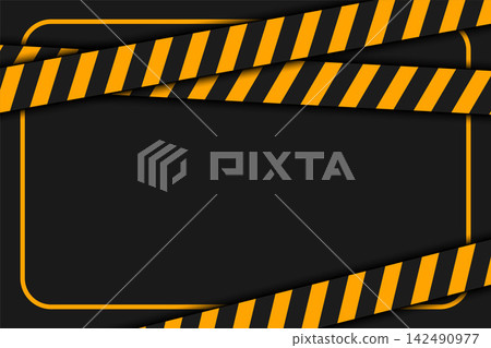 warning or caution tape on black background warning or caution tape on black background 142490977