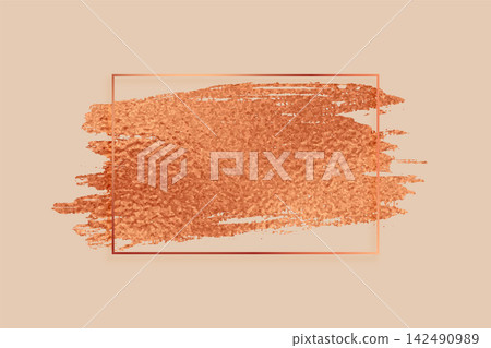 rose gold or copper color foil texture frame background 142490989