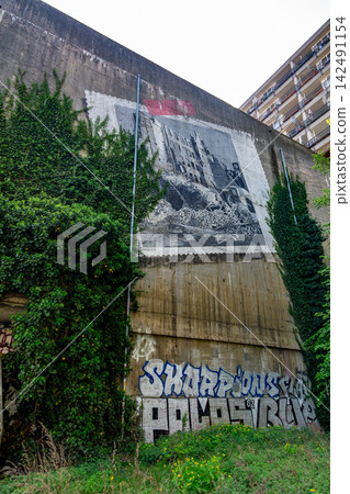 Potsdamer Str. 1945 Mural on Pallasstrasse Bunker Berlin Potsdamer Str. 1945 Mural on Pallasstrasse Bunker Berlin 142491154