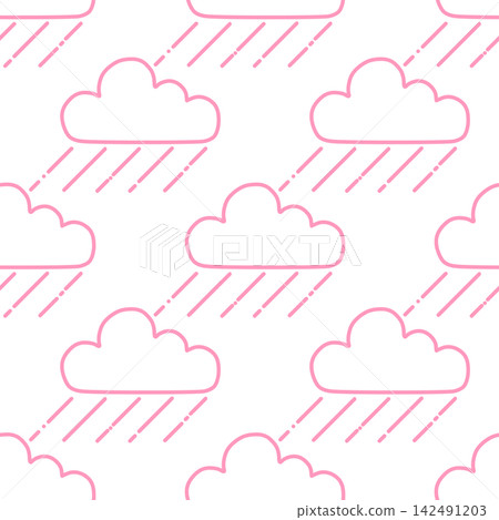 無縫雨雲圖案,粉紅色 無縫雨雲圖案,粉紅色 142491203