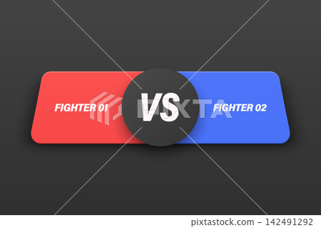 Versus Black Banner, Vector Illustration. Red vs Blue Fighter Comparison Label for Game Stream Overlay. Battle Screen, Tournament Match. Esports Design, Competition Concept. Horizontal Background Versus Black Banner, Vector Illustration. Red vs Blue Fighter Comparison Label for Game Stream Overlay. Battle Screen, Tournament Match. Esports Design, Competition Concept. Horizontal Background 142491292