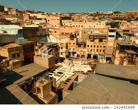 Old Leather Tannery in Fez Morocco Old Leather Tannery in Fez Morocco 142491899