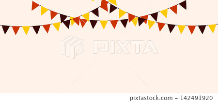 Oktoberfest autumn harvest festival decorative bunting garland with colorful triangle flags 142491920